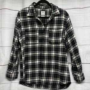 Zara Men’s Relaxed Fit Plaid Flannel Shirt Medium Black White Green Shacket
